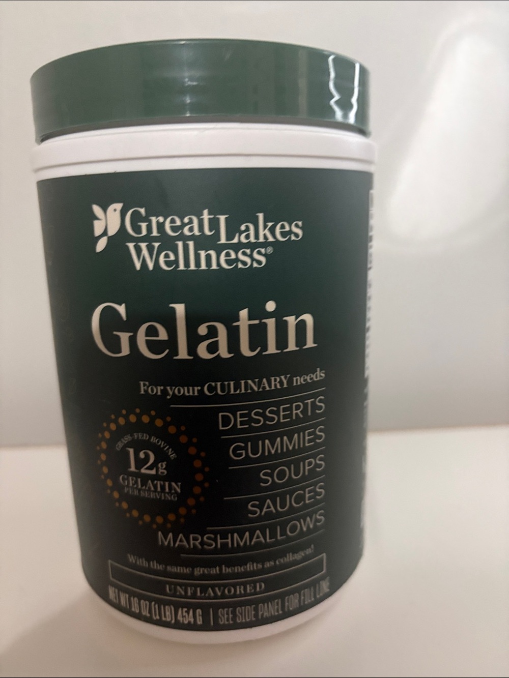 Great Lakes Wellness Gelatin - Unflavored (Forest Green/White)